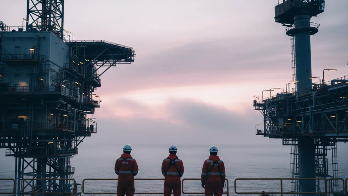 Editorial image: Dawn crew offshore platform - Aker BP Posts Lower Earnings but Pushes Ahead with Major Growth Spending