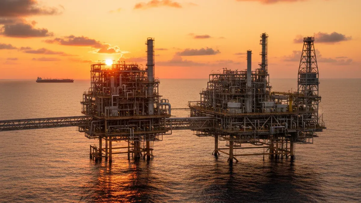 Editorial image: Offshore LNG platform Atlantic horizon - Angola's Quiluma Gas Field Comes Online, Feeding LNG Supply to Europe and Asia