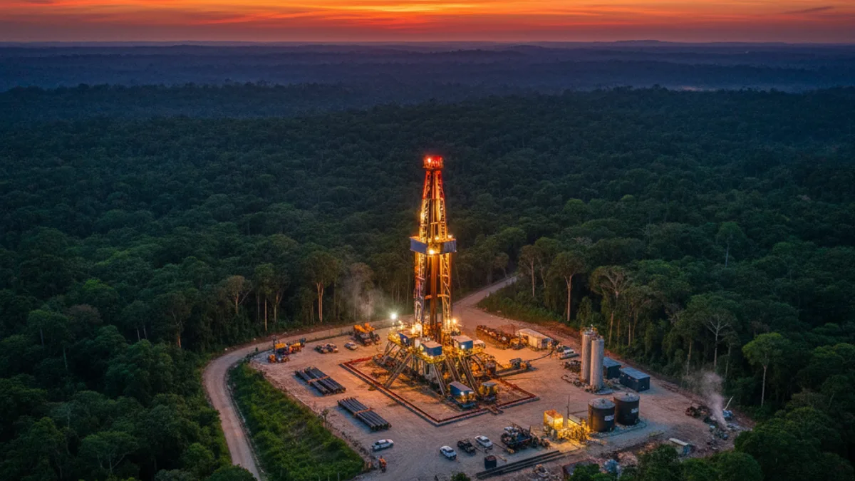 Editorial image: Jungle aerial rig dusk - Arrow Exploration Lines Up Horizontal Well and Exploration Drilling After Colombia Discovery