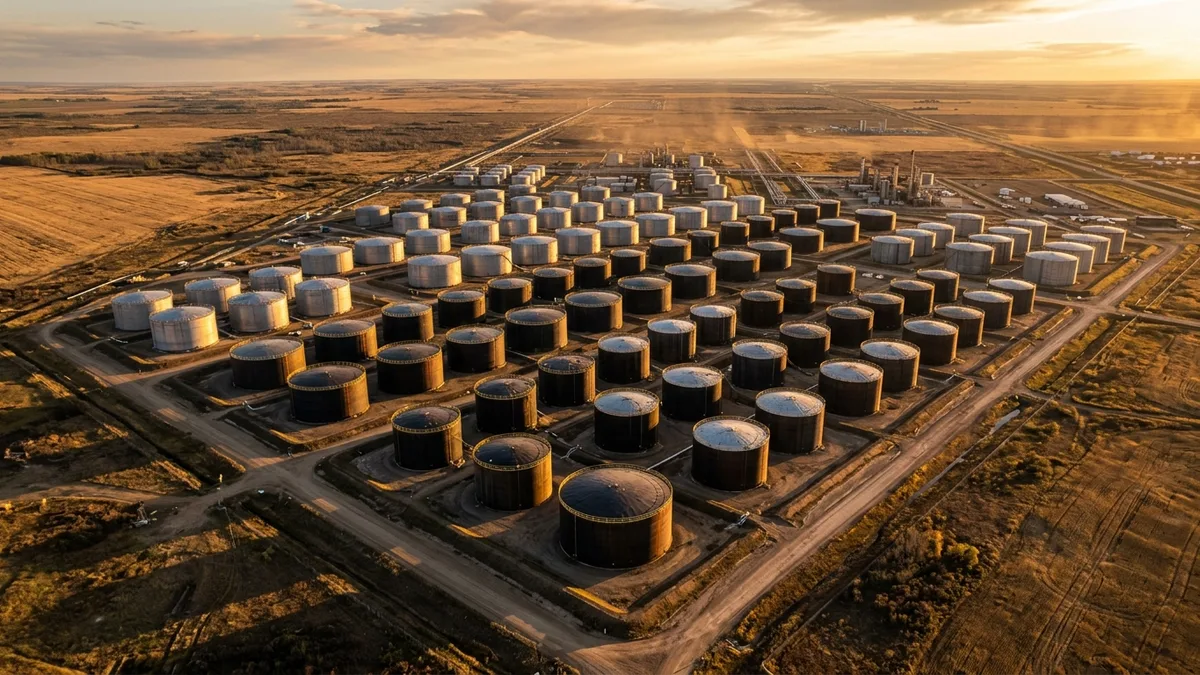 Editorial image: Tank farm aerial golden efficiency - Calfrac Posts Profit Turnaround in 2025 Despite Revenue Drop