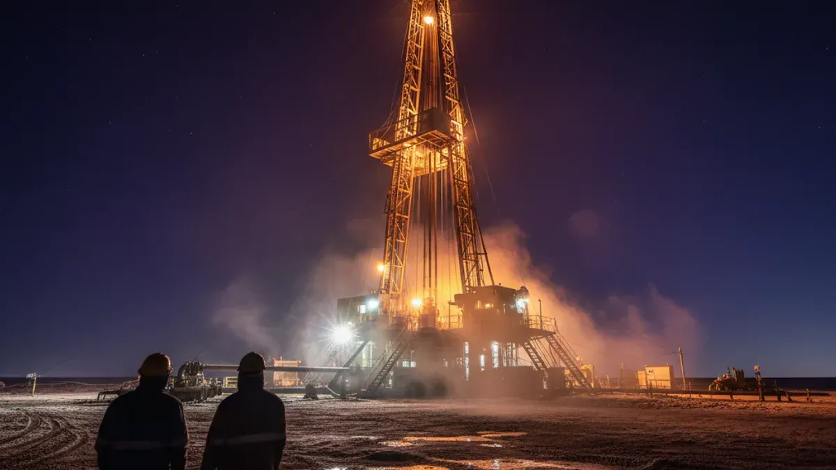 Editorial image: Night rig warm glow - Canada Energy Regulator Sees Natural Gas Surging to 32 Bcf/d by 2050, with Electricity Demand Doubling
