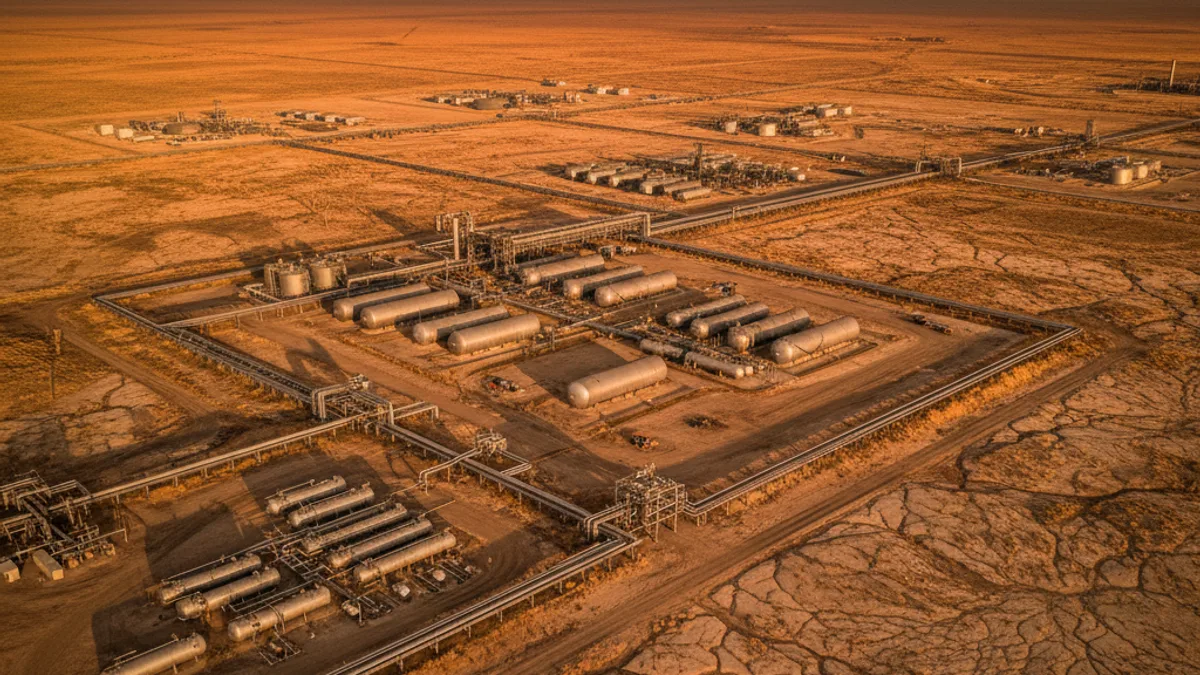 Editorial image: Drought-stressed industrial Colorado landscape - Colorado's Worsening Drought and Heat Signal Growing Risk for Field Operations