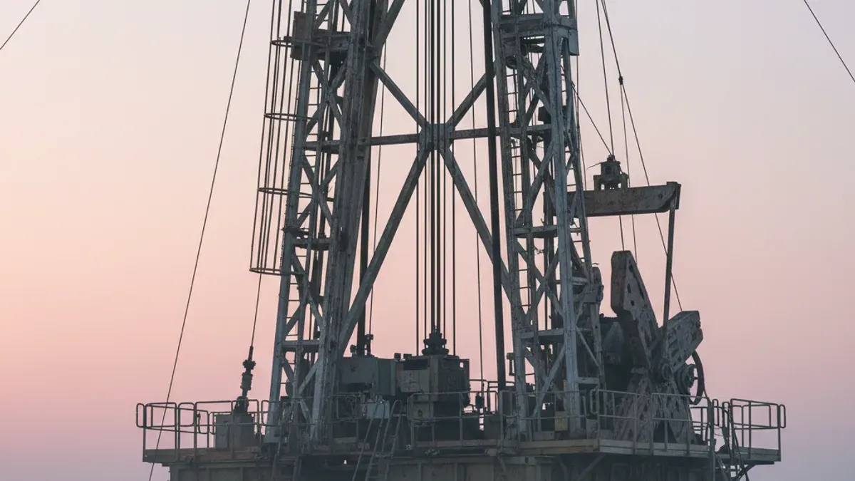 Editorial image: Dawn drilling rig close-up - Construction Spending Falls 0.3% in January as Private Sector Weakens