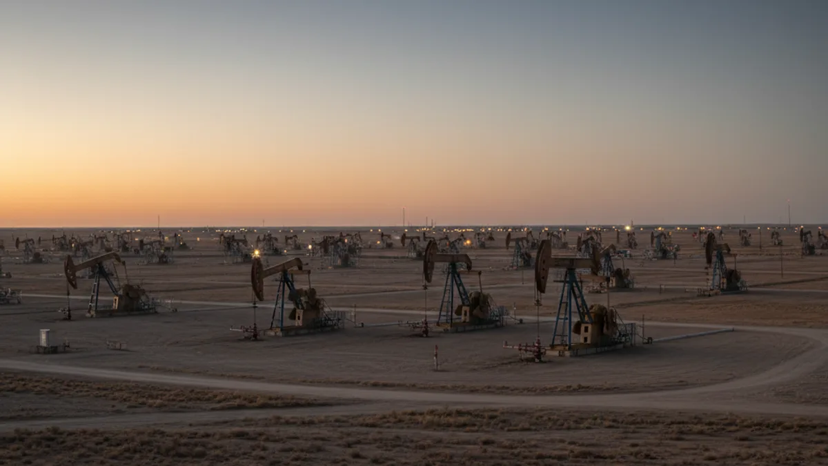 Editorial image: Idle pumpjacks, dusk stillness - Energy Services Jobs Fall for Third Straight Month in Texas, Louisiana, and Oklahoma