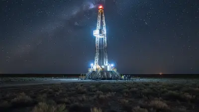 Editorial image: Night rig on prairie grassland - Fish and Wildlife Service removes lesser prairie chicken protections in oil patch states