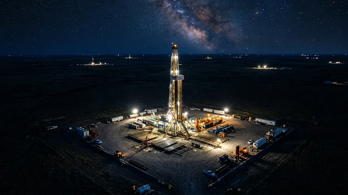 Editorial image: Night aerial drilling rig - IOG Resources III Commits $125 Million to 18-Well Powder River Basin Drilling Program
