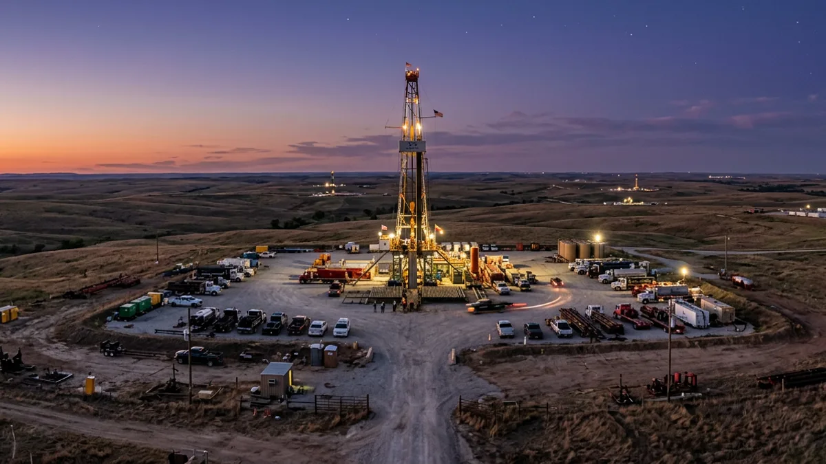 Editorial image: Dusk drilling operations panorama - Mach Natural Resources Plans $315-360 Million Capital Investment for 2026