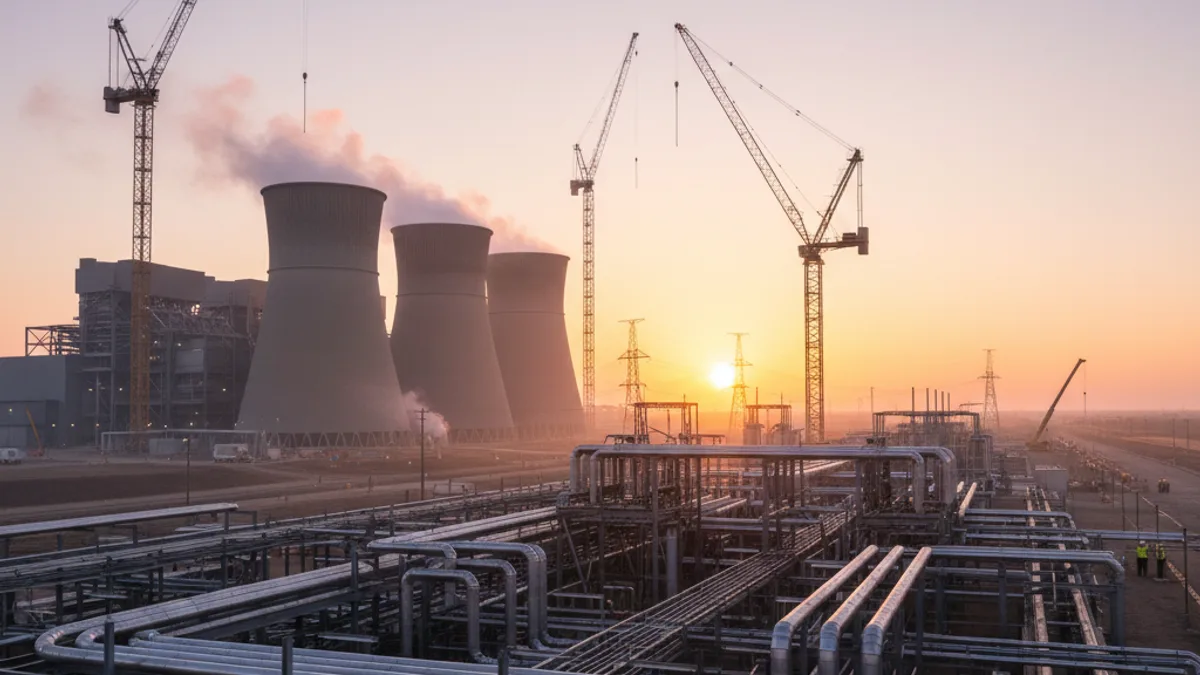 Editorial image: Gas plant dawn construction - NextEra Gets White House Backing for 10 GW Natural Gas Build in Texas and Pennsylvania