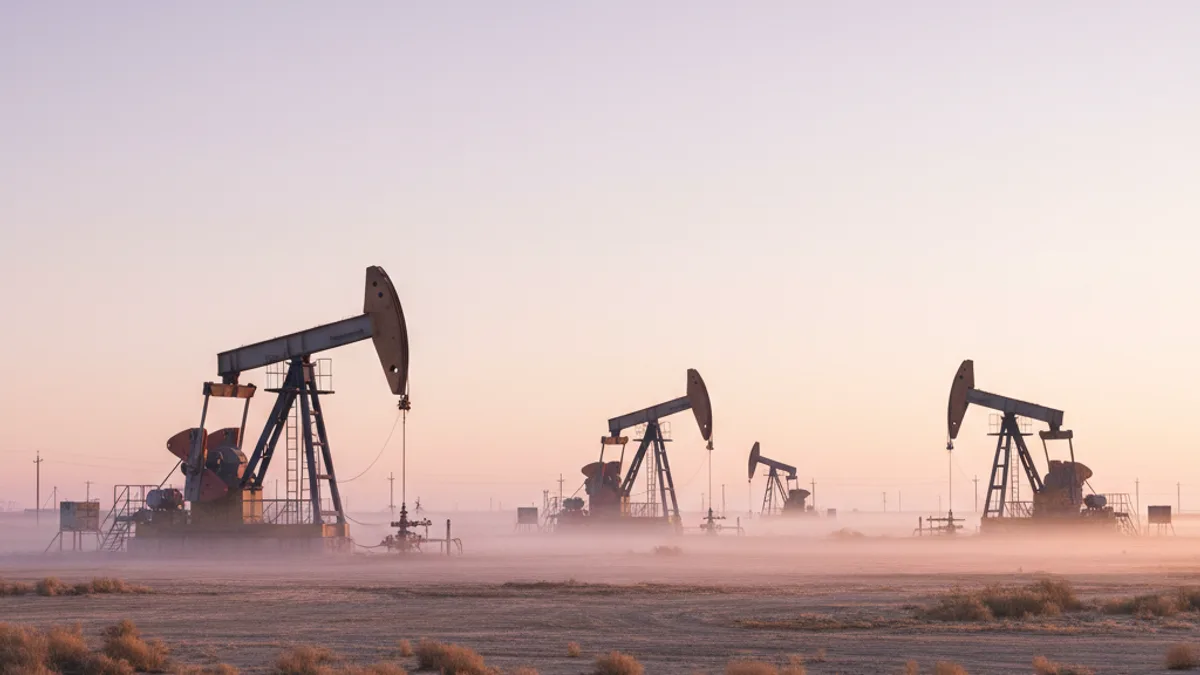 Editorial image: Pumpjacks at quiet dawn - Oil Execs Raise WTI Price Forecasts Sharply, Survey Shows