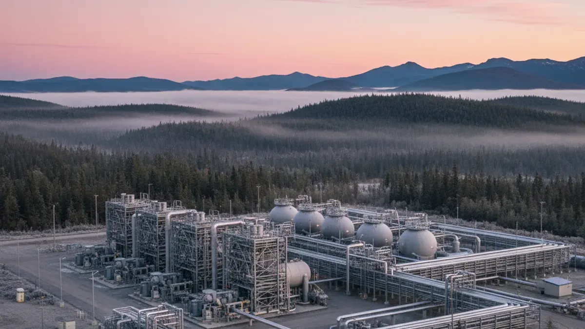 Editorial image: Pipeline pump station at dawn - Trans Mountain Pipeline Hits Near-Full Capacity, Expansion Projects on the Way