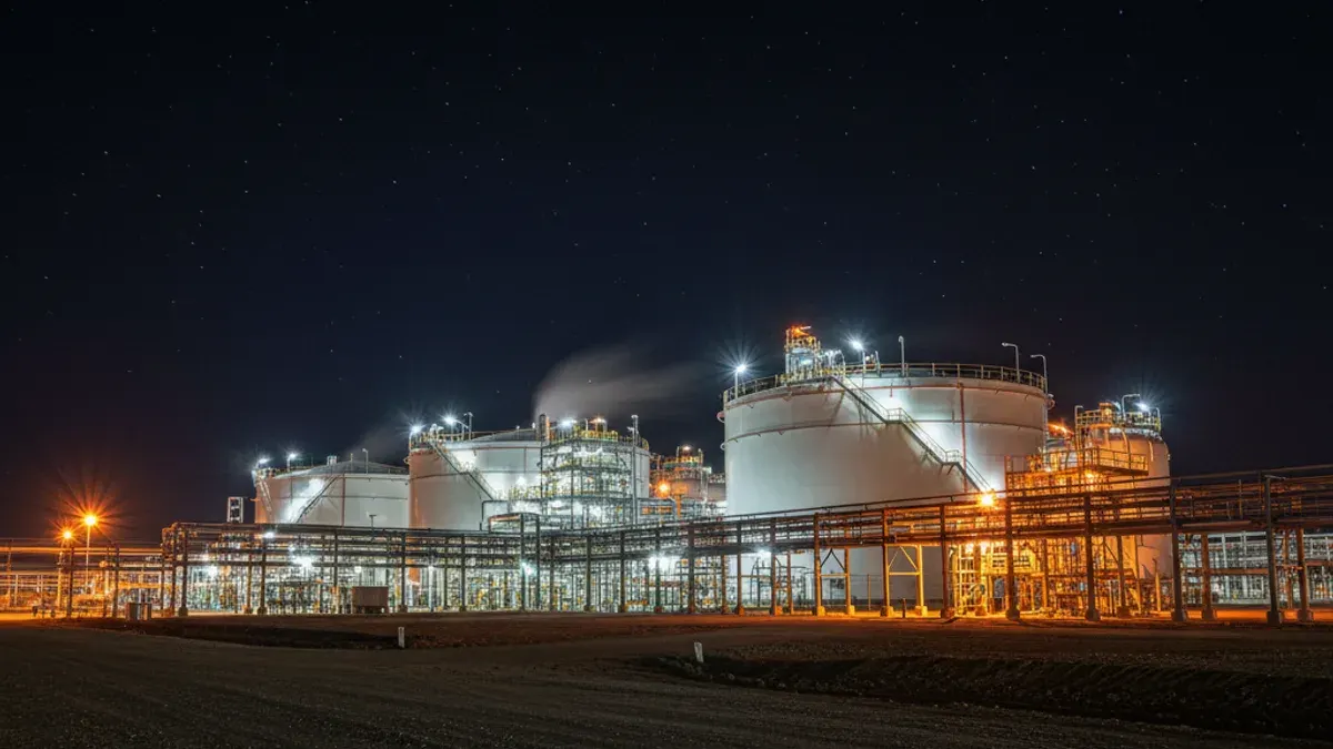 Editorial image: LNG terminal night operations - Woodside Energy Names Liz Westcott Permanent CEO After Acting Role