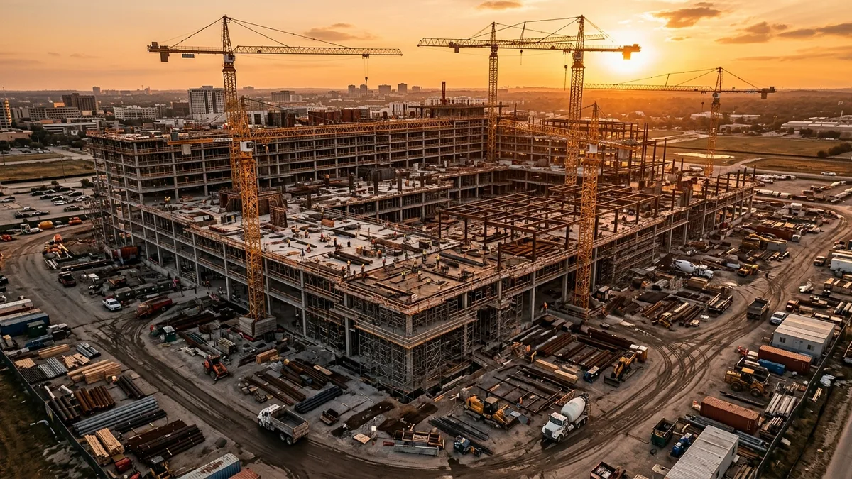 Editorial image: Aerial construction site complexity - 360-Degree Site Documentation Is Now a Dispute Defense Tool — What Subcontractors Need to Know