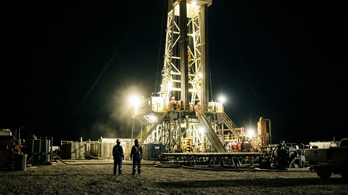 Editorial image: Night rig, stalled momentum - Alberta-Ottawa Energy MOU Misses First Deadline as Carbon, Oilsands Issues Remain Unresolved