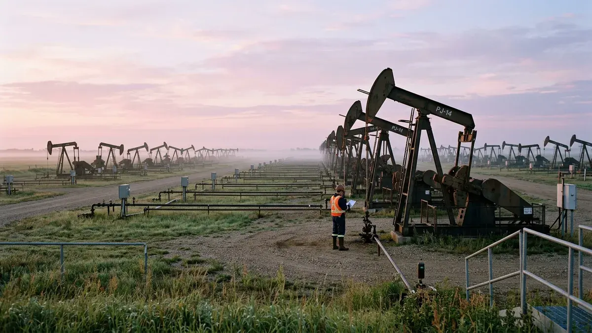 Editorial image: Dawn inspection across pumpjack field - Are Visual Inspections Commodity Work? Chevron's Travis Harrington Says the Difference Matters