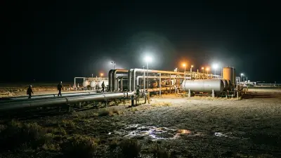 Editorial image: Night pipeline hub Wyoming plains - Bridger Pipeline's Canada-to-Wyoming Crude Line Carries $2 Billion Price Tag and 1 Million bpd Capacity