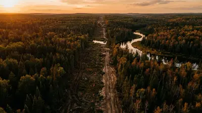Editorial image: Pipeline corridor cuts Wisconsin forest - Enbridge Breaks Ground on $450M Line 5 Reroute in Wisconsin, 700 Jobs Expected at Peak