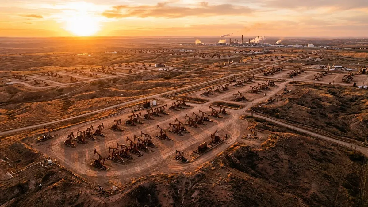 Editorial image: Aerial pumpjack field, golden hour - Inspection Departments Still Struggling to Trust Their Own Data, Survey Finds