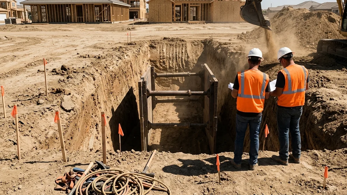 Editorial image: Trench excavation safety shoring - Iowa Supreme Court Overturns $20.5M Verdict Against D.R. Horton in Subcontractor Trench Collapse Case