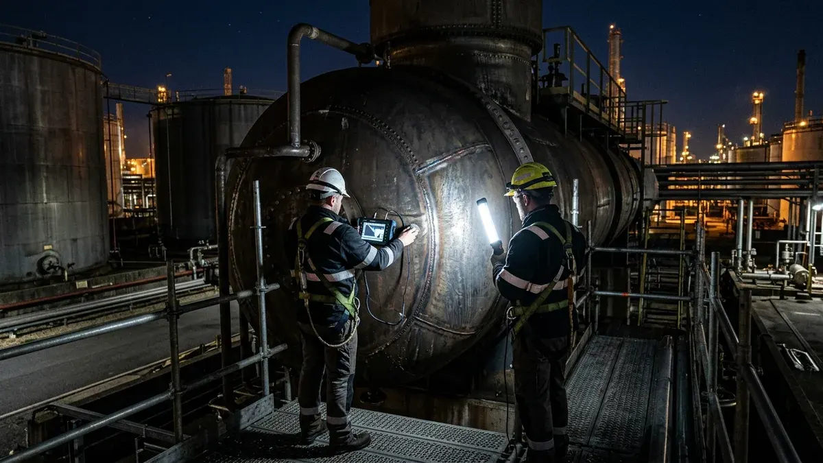 Editorial image: Night tank inspection crew - Know Your Crack Limits Before the Inspector Arrives