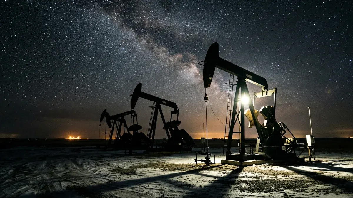 Editorial image: Prairie pumpjacks under starfield - MAX Power Drilling Results Advance Saskatchewan's Natural Hydrogen Play