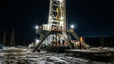 Editorial image: Night rig dramatic contrast - Obsidian Energy Completes 11-Well Peace River Program in Q1 2026