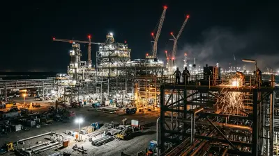 Editorial image: Processing plant night construction - ONEOK's $2.5 Billion Construction Push Opens Doors for Pipeline and Processing Contractors