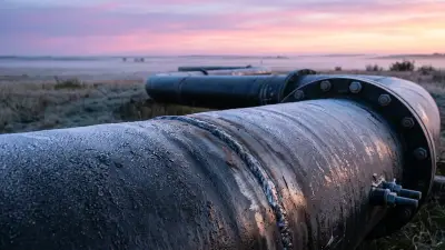 Editorial image: Pipeline close-up at dawn - Trump Signs Pipeline Permits for Bakken and Enbridge Facilities on US-Canada Border
