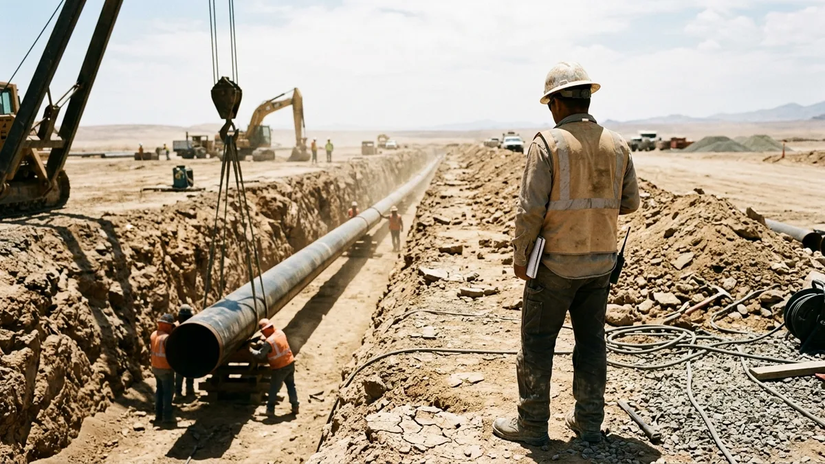 Editorial image: New worker observing pipeline trench - Your Newest Hire Is Your Highest-Risk Worker: Closing the First-30-Days Safety Gap