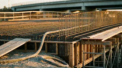 Editorial image: Bridge rebar under construction - $27 Million Bridge Replacement Kicks Off on US-75 in Tulsa