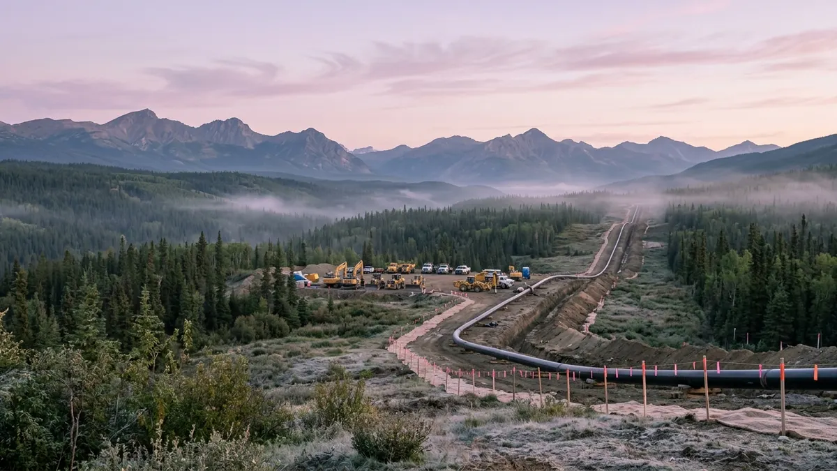 Editorial image: Pipeline corridor dawn panorama - Alberta-Ottawa Carbon Deal Opens Door for West Coast Pipeline Construction by 2027