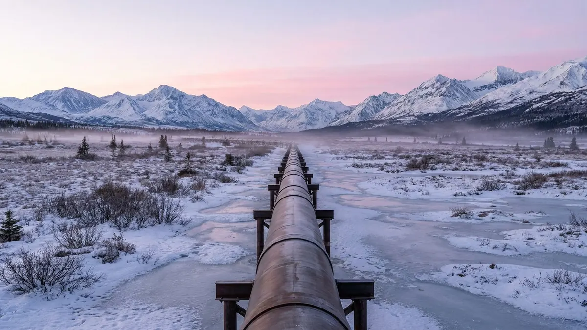 Editorial image: Alaska pipeline dawn tundra - ConocoPhillips Locks In 30-Year North Slope Gas Deal for Alaska LNG Phase One