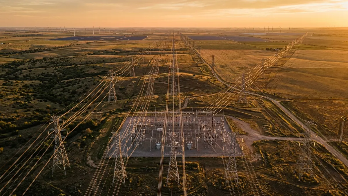 Editorial image: Aerial grid expansion golden hour - Data Centers and EVs Will Drive 55% Jump in US Electricity Demand by 2050, NEMA Forecasts