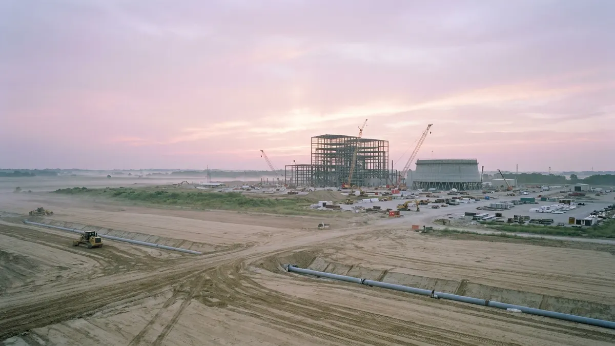 Editorial image: Gas plant construction at dawn - Duke Energy, Evergy, and Dominion Push 3.3 GW of Combined-Cycle Gas Projects Forward