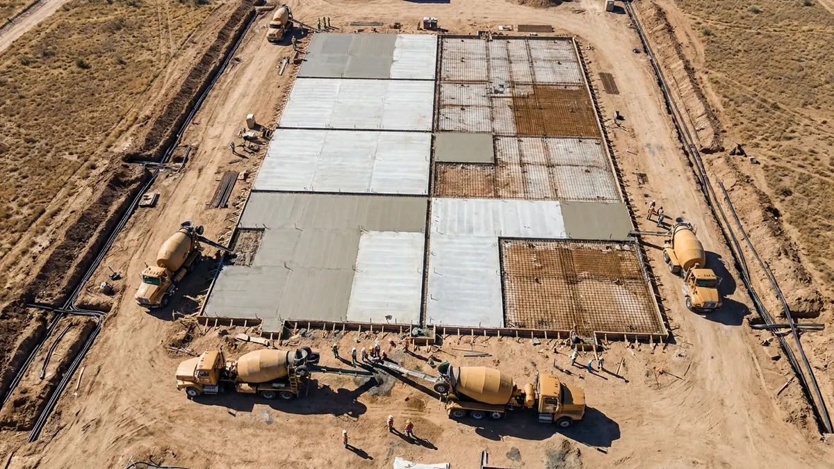 Editorial image: Pre-permit foundations aerial view - EPA Proposes Allowing Pre-Construction on Non-Emitting Components Before Clean Air Permit Approval
