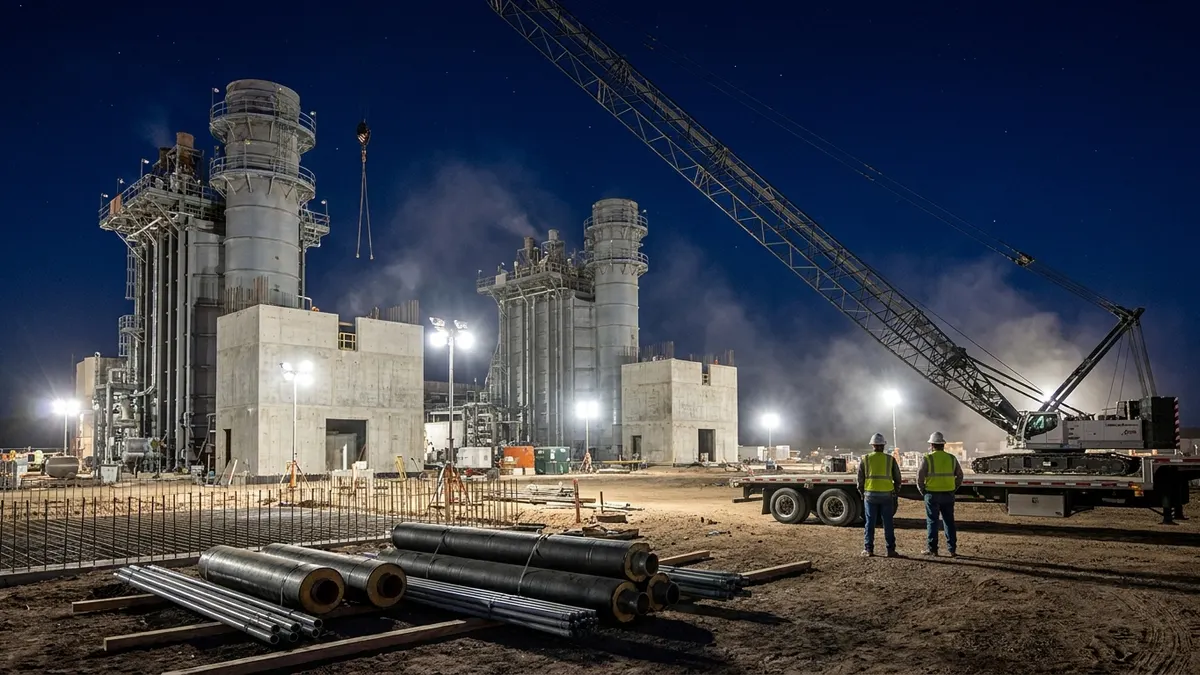 Editorial image: Gas plant rising at night - New Mexico Approves SPS's $9.4B Gas-Heavy Resource Plan, Triggering Multi-Year Build Wave