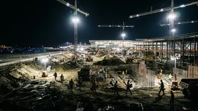 Editorial image: Airport expansion groundbreaking night - PCL Breaks Ground on $10B Airport Expansion Satellite Jetty at Montreal-Trudeau