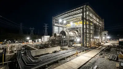 Editorial image: Gas turbine plant night construction - PPL's Pennsylvania Data Center Pipeline Hits 28.3 GW, Backed by Blackstone and Gas Turbines