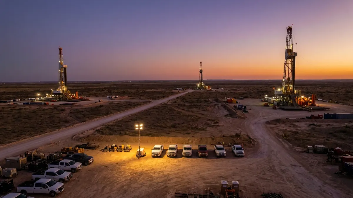 Editorial image: New drilling rigs mobilizing at dusk - Record-Low DUC Backlog Signals New Drilling, Not Completions, Will Drive Shale Output