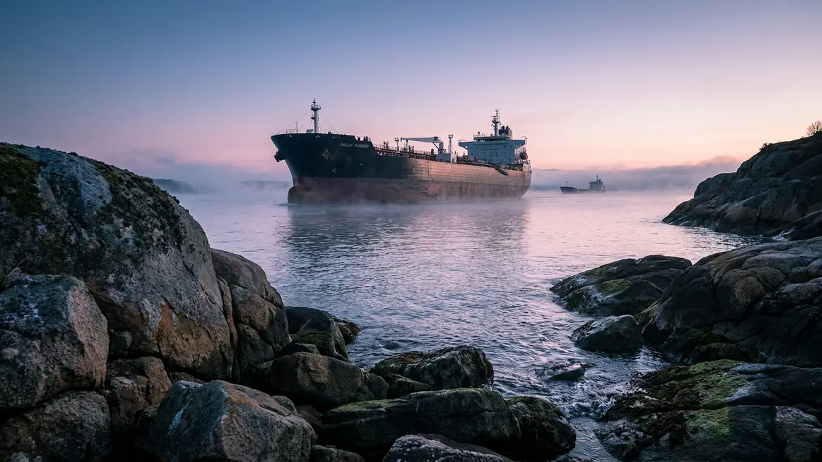 Editorial image: Tanker strait dawn passage - Trump Says Iran Peace Deal "Largely Negotiated," Strait of Hormuz to Reopen
