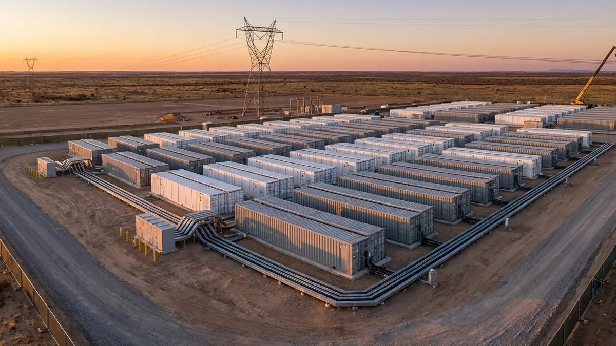 Editorial image: Battery storage site construction scale - US Battery Storage Hits Record 9.7 GWh in Q1 2026, Driving Construction Demand