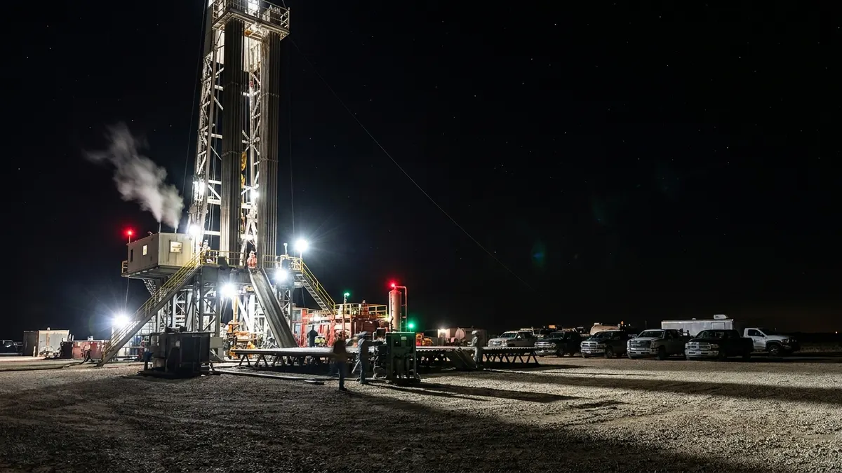 Editorial image: Permian rig active at night - US Rig Count Reaches 562 as Permian Surge Nearly Closes Year-Over-Year Gap