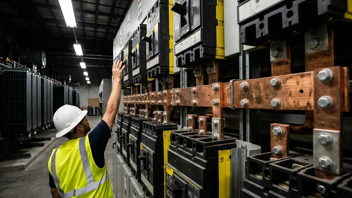 Editorial image: Massive data center power switchgear - AI Data Centers Now Drawing City-Scale Power, Forcing a New Playbook for Contractors