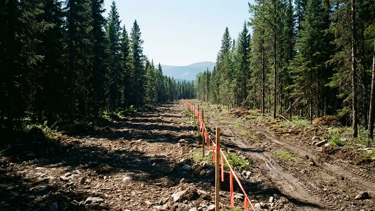 Editorial image: Pipeline corridor through boreal forest - Alberta Identifies Corridor for 1 Million-bpd Pacific Pipeline, Signaling Years of Field Work Ahead