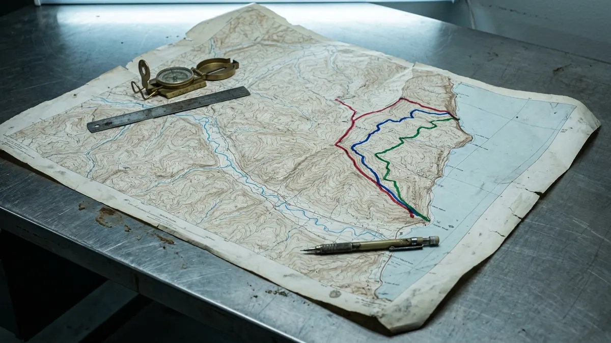 Editorial image: Pipeline routes mapped on table - Alberta Weighs Three Pipeline Routes to BC Tidewater, Targeting 1 Million Barrels Per Day