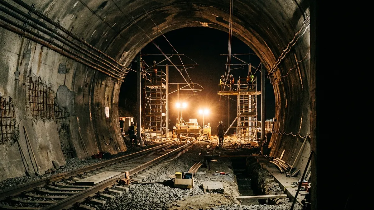 Editorial image: Tunnel rehab night construction - Amtrak's $1.6B East River Tunnel Rehab Stays on Track for 2027 Despite Minor Delay