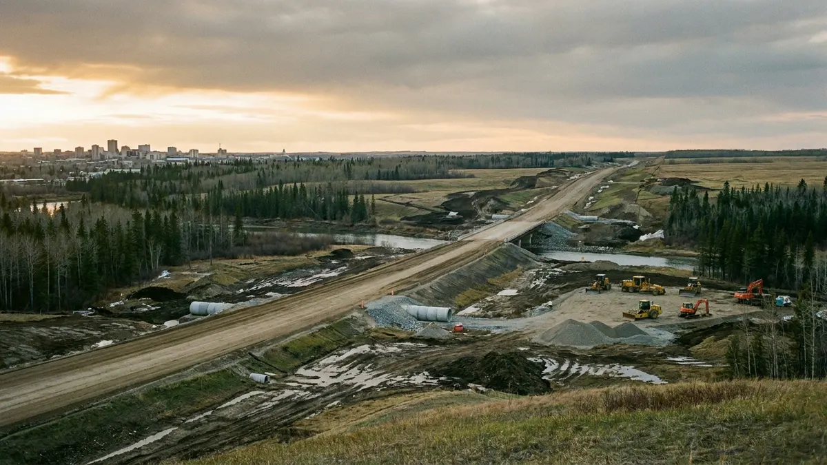 Editorial image: Provincial civil infrastructure corridor expansion - Canadian Construction Starts Down 40% in 2026, But Alberta, BC, and Quebec Are Growing