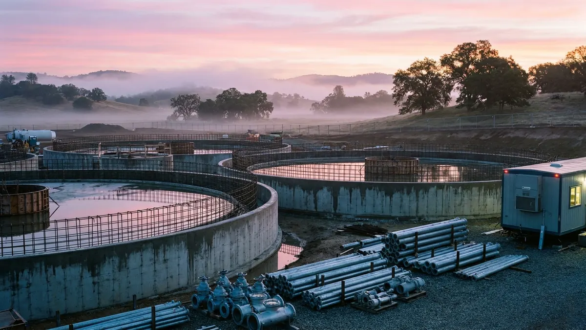 Editorial image: Water treatment plant at dawn - Carollo Engineers Wins $210M Contract for California Water Treatment Plant