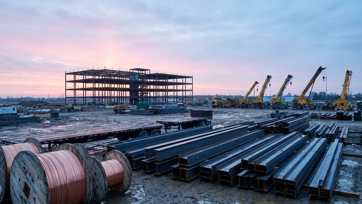Editorial image: Material costs pressure construction site - Construction Materials Prices Surge 2.6% in May, Nearly 10% Above Last Year