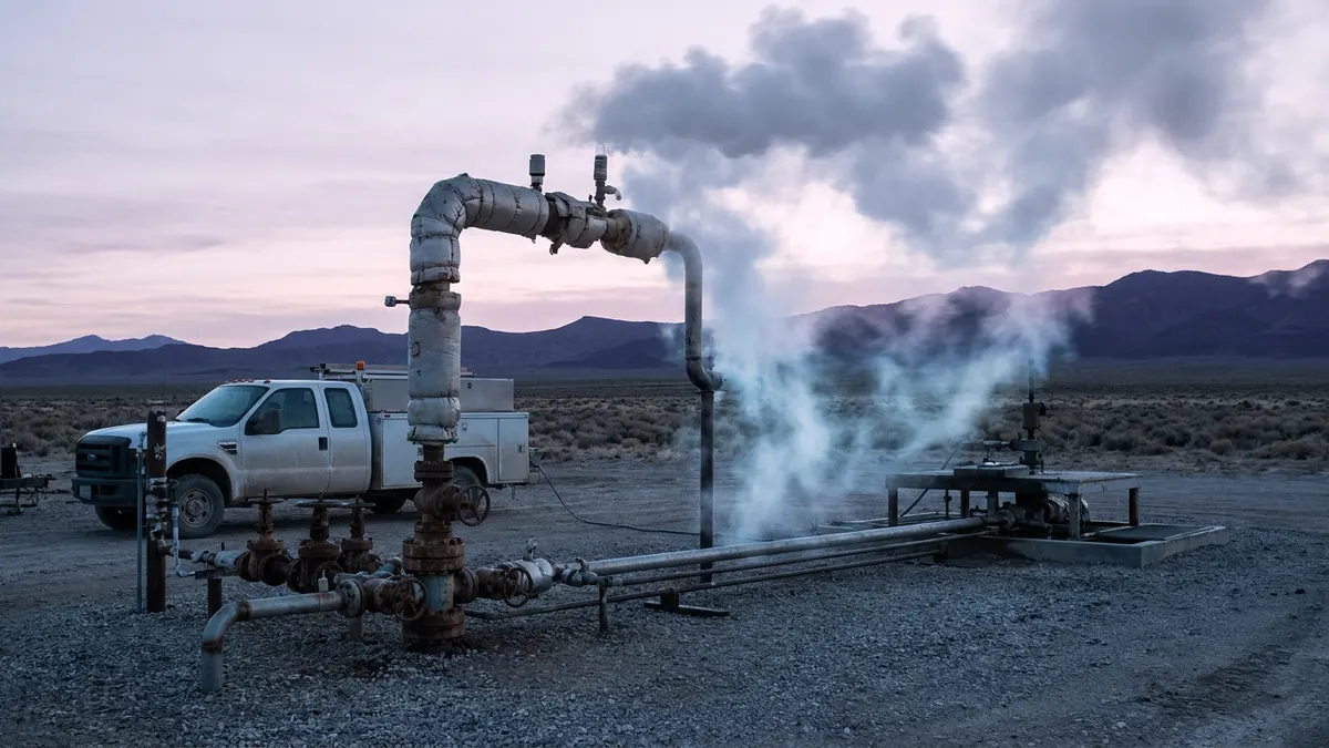 Editorial image: Geothermal wellhead at dawn - DOI Deal Redirects $765 Million from Offshore Wind to Natural Gas and Geothermal