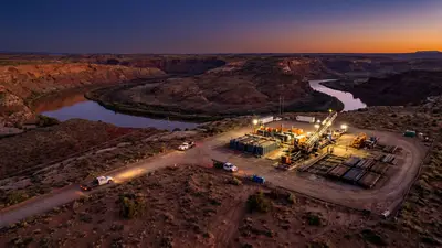 Editorial image: HDD rig above river canyon - Flatland Energy Services Wins $75.5M HDD Contract for Navajo-Gallup Water Supply Pipeline